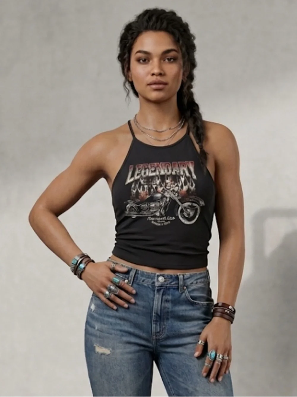 Forever 21 Black Graphic Crop Top - Picture 1 of 5